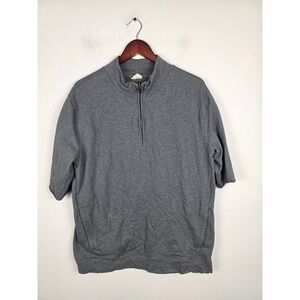 Pact Mens Organic Cotton Quarter Zip Short Sleeve Pullover Grey Large